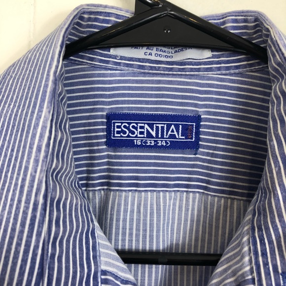 Vintage Blue White Pinstripe Button Down Sz L - Picture 7 of 9